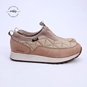 Teva Ember Commute Waterproof Quilted Slip-On Sneakers Tan Beige Women 8